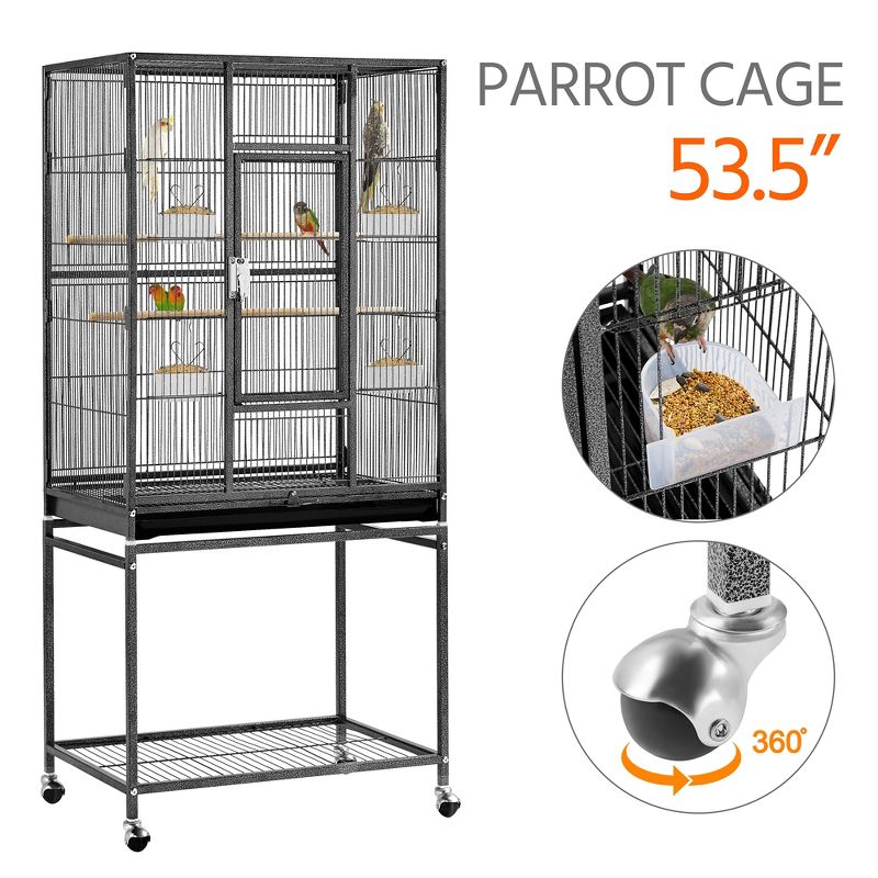 Yaheetech 54"H Mobile Large Bird Cage Parrot Cage for Small Animal, 6 of 9