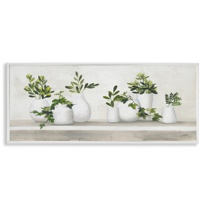 Stupell Industries Traditional Potted Cottage Plants Framed Giclee Art, White, 24" x 10" - 1 of 4