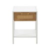 HDZNVF 15.74 inch Rattan Nightstand, White - 4 of 4