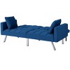 DOMETOUR 74 Inch Futon Sofa Bed Upholstered Sleeper, Adjustable Back Convertible Sofa Bed for Living Room Bedroom Furniture - 2 of 4