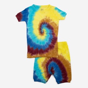 Leveret Kids Two Piece Cotton Tie Dye Short Pajamas - 1 of 4