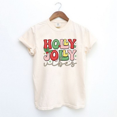 Simply Sage Market Women's Holly Jolly Vibes Distressed Short Sleeve Garment Dyed Tee