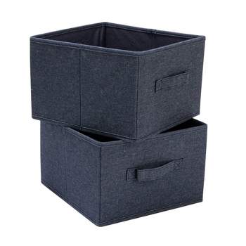 Household Essentials Set of 2 Collapsible Cotton Blend Cube Storage Drawer with Handle Denim