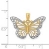 Black Bow Jewelry 14k Yellow Gold with White Rhodium Ornate Butterfly Pendant, 26mm - 4 of 4