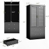 Wardrobe Armoire Closet with 2 Shutter Doors, Hanging Rods and 2 Drawers - 2 of 4