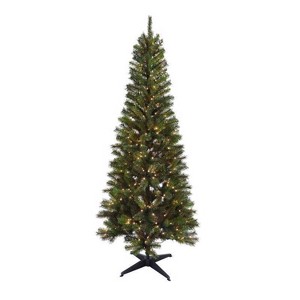 Holiday Bright Lights 1-2 Tree Christmas Tree, Pencil LED 500 ct Highland Spruce Color Changing - 7 ft. - 1 of 2