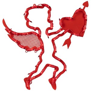 Northlight Lighted Cupid with Heart Valentine's Day Window Silhouette - 17" - Red - 1 of 4