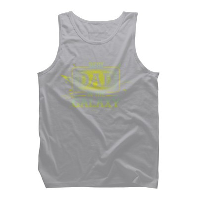 Men's Design By Humans Best Dad In Galaxy Badge By AmusingDesignCo Tank Top