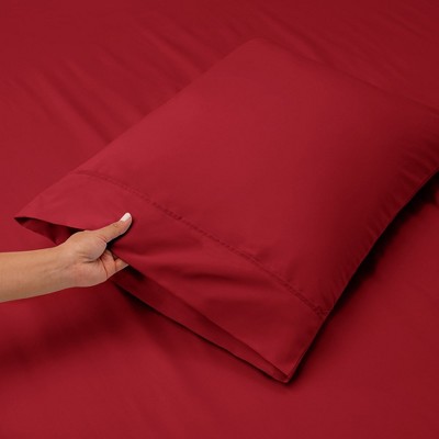 Queen Burgundy Red Deep Pocket Microfiber Sheet Set