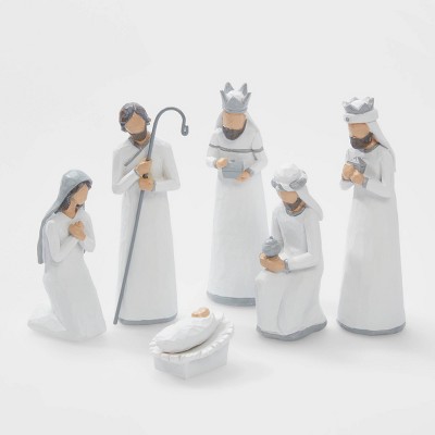 7pc Nativity Decorative Figurine Set White - Wondershop™