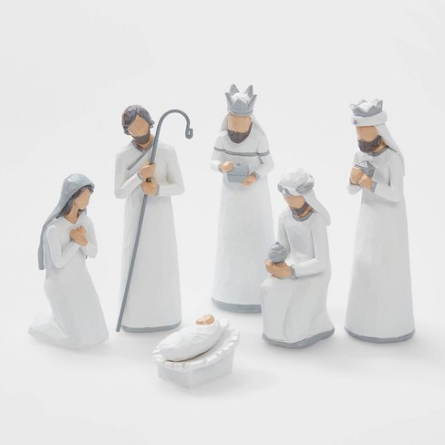 7pc Nativity Set White Decorative Figurine Set Wondershop