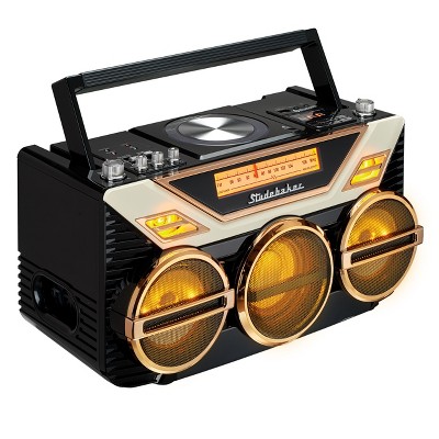 Studebaker Black Retro Boombox with Bluetooth and CD Player