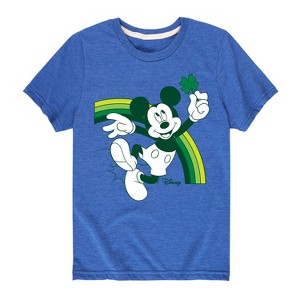 Boys' - Disney - Mickey Green Rainbow Short Sleeve Graphic T-Shirt - 1 of 4