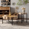 31.5 "Vintage Patchwork Lace Shape Coffee Table with Natural Pine Grain Table Top (Set of 2) - 2 of 4