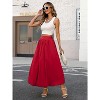 Women's Y2K Bubble Hem Maxi Skirt - Puffy A-Line Long Skirt with Pockets & Elastic Waist Rose Red - 4 of 4