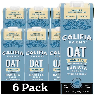 Califia Farms - Vanilla Oat Barista Blend Oat Milk - 32 Oz (Pack of 6)