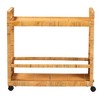 bali & pari Genet Modern Bohemian Natural Brown Rattan and Teak Wood 2-Tier Kitchen Cart - 3 of 4