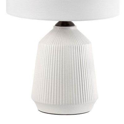 Ivory Ceramic Table Lamp with Linen Drum Shade