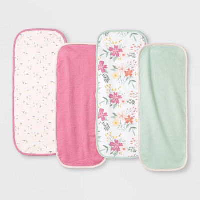 Image of Baby Girls' 4pk Meadow Burp Cloth - Cloud Island™ White