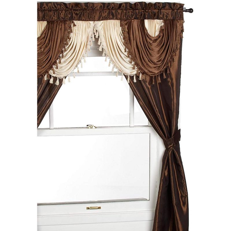 Kate Aurora Satin Semi Sheer Complete 5 Piece Window in a Bag Attached Curtain Set, 3 of 4