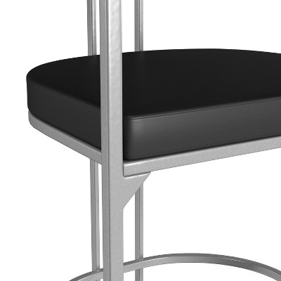 Cannonwood Black Faux Leather and Silver Metal Counter Height Stool