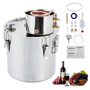 Garvee Alcohol Still Stainless Steel Alcohol Distiller Copper Tube Spirit Boiler with Build-In Thermometer for Brewing Whisky Wine Brandy - 1 of 4