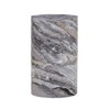 Infurnic Coffee Tables Gray Marble Textured Cylinder Coffee Table with Stone Finish for Living Room, Gray, 27.5"*27.5"*12" - 2 of 4