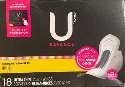 Balance Ultra Thin Pads with Wings, Regular Flow, 18 units – U by Kotex :  Pads and cup