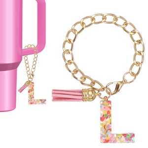 Unique Bargains Epoxy Resin Colorful Glittery Tassel Sports Water Bottle Accessories Letter Charm 1 Pc - 1 of 4