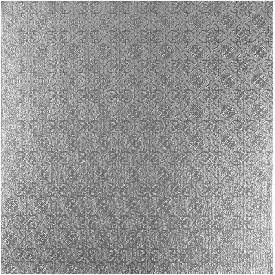 O'Creme Silver Square Cake Pastry Drum Board 1/2 Inch Thick, 18 Inch x 18 Inch - Pack of 5