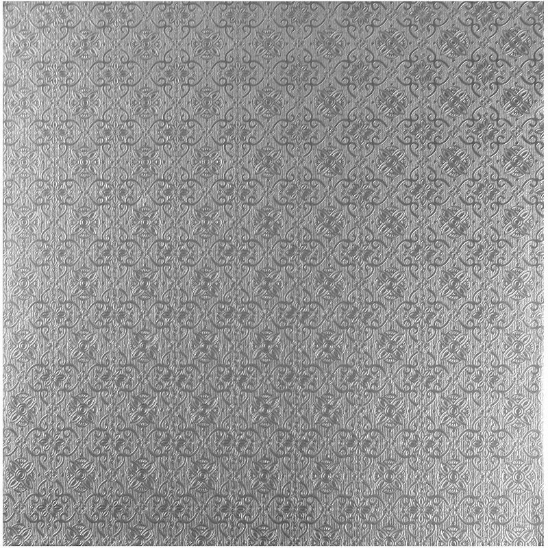 O'Creme Silver Square Cake Pastry Drum Board 1/2 Inch Thick, 18 Inch x 18 Inch - Pack of 5, 1 of 5