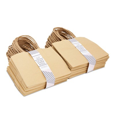 Brown Mini Kraft Paper Gift Bags with Handles, 50 Pack
