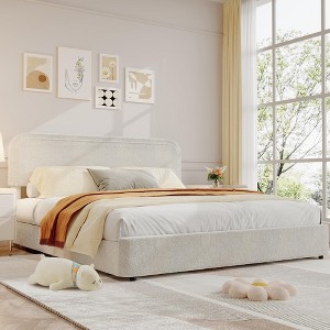 Twin Bed Frame, Boucle Upholstered Bed Frame with Headboard, 2 Storage Drawers - 1 of 4