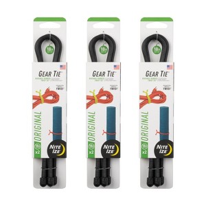 Nite Ize Gear Tie Reusable Rubber Twist Tie - Bendable Rubber Ties for Indoor & Outdoor Use - Reusable - 18", Black (3 Pack) - 1 of 4