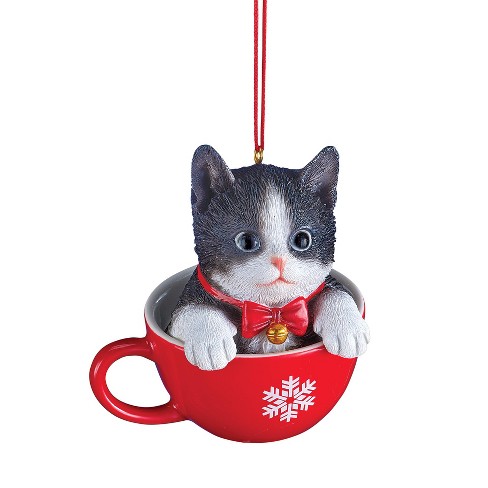 Collections Etc Hand-painted Pets In Holiday Cups Ornament Tuxedo Cat ...