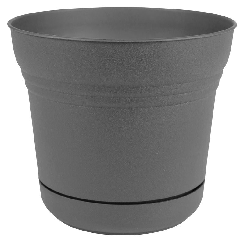Bloem Saturn 8.5 in. H X 10 in. D Polyresin Planter Charcoal, 1 of 2
