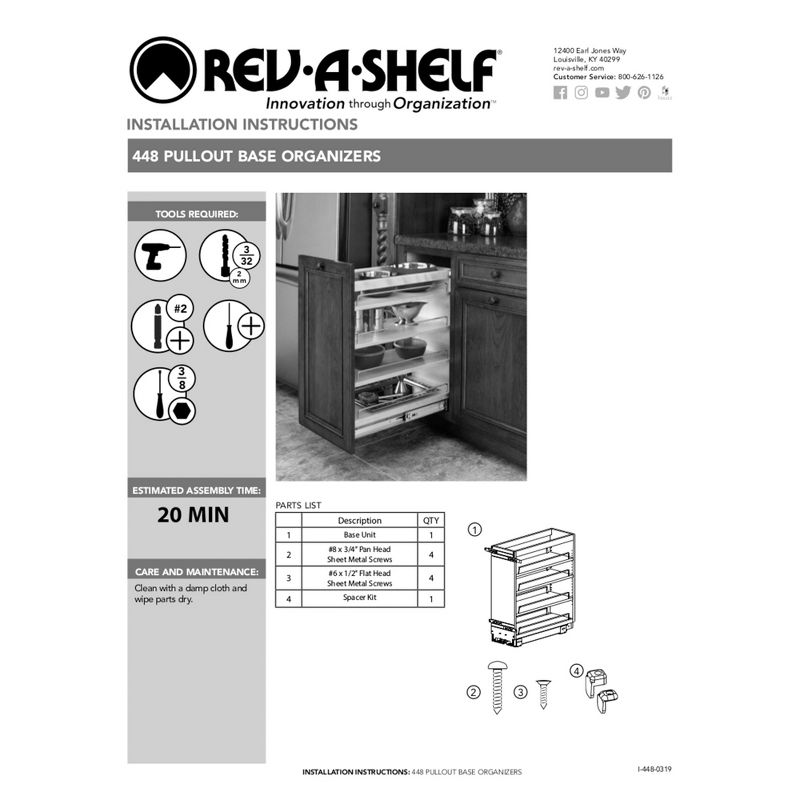 Rev-A-Shelf 448-BCBBSC 448 Series Kitchen Pullout Cabinet Organizer with Shelves for Kitchen Base Cabinets, Natural Wood, 5 of 6
