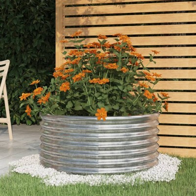 Garden Planter Silver Powder-coated steel Standard Durable vidaXL