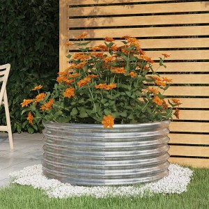 Garden Planter Silver Powder-coated steel Standard Durable vidaXL - 1 of 4