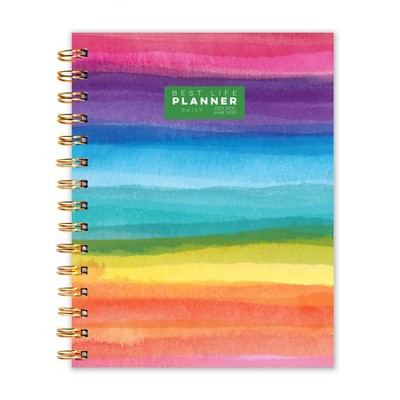 2021-22 Academic Planner 9" x 7" Painted Rainbow Best Life Daily/Weekly/Monthly Luxe - The Time Factory