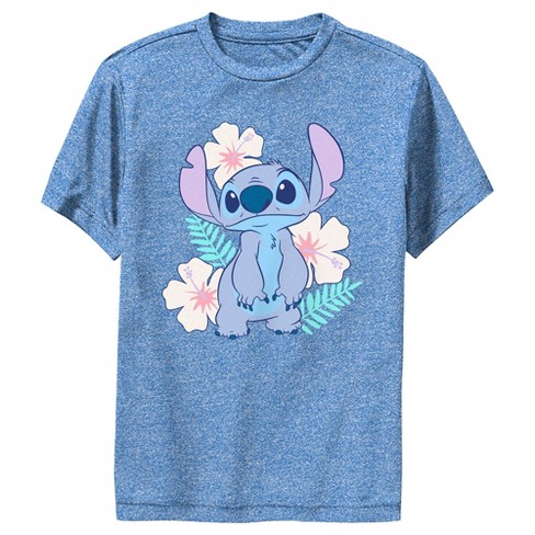 Boy's Lilo & Stitch Floral Stitch Performance Tee - Royal Blue Heather ...