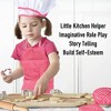 11PCS Chef Set for Kids,Rose Red Apron with Chef Hat,Cooking Mitt & Cookie Cutters,Kitchen Costume Role Play Kit,Play Baking Tools,Birthday Gift - 3 of 3