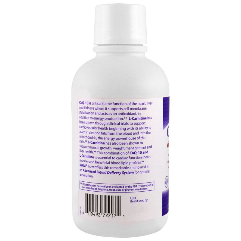MRM Nutrition CoQ-10 L-Carnitine Liquid, Orange-Vanilla, 16 fl oz (480 ml), 3 of 4