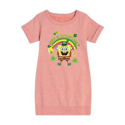 - SpongeBob Squarepants - Happy St. Patricks Day Graphic Short Sleeve Fleece Dress