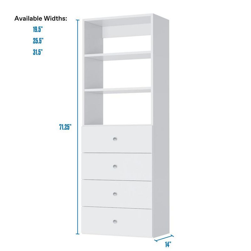 Modular Closets Built-in Closet Tower With Shelves & 4 Drawer, 2 of 6