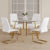 5-Piece Dining Set with Tempered Glass Round Table and 4 PU Armless Chairs - 2 of 4