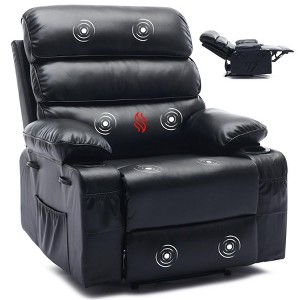 PU Leather Extra Wide Manual Recliner for Adults with Massage and Heat, Large Lazy Chair with 1.5X Sponge - 1 of 4