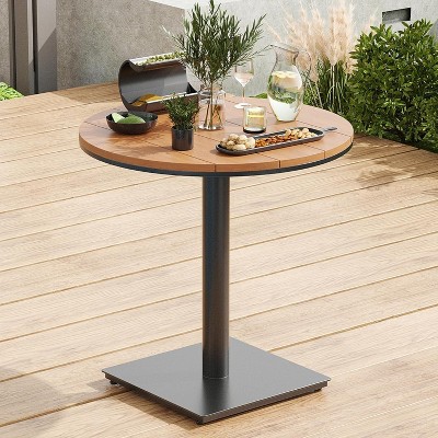 VisioGear Patio Accent Table Sets, Outdoor Dining Set of Patio Table, Round Outdoor Furniture Table for Lawn, Brown 27.8"*27.8"*19.1"