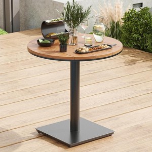 Lirago Wood Look Outdoor Dining Set Plastic Durable Rustproof Easy Clean Patio Table 27.7x30.1in 26lbs Lawn Deck Backyard Poolside Furniture - 1 of 4