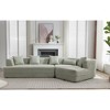 128'' Round Fiber Boucle Modular Minimalist 3-Seater L-Shaped Sectional Sofas with Free Combination, Dimension Extension and 5 Pillows - 3 of 4